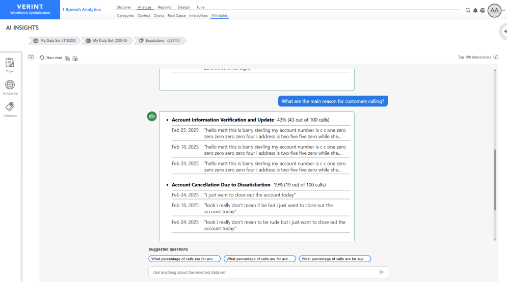 AI Insights screen wtih Genie Bot