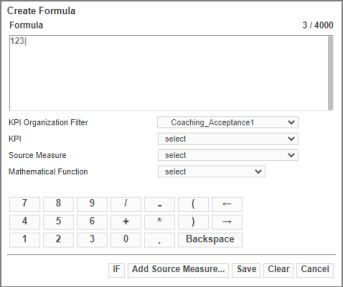KPI Details - Create formula dialog