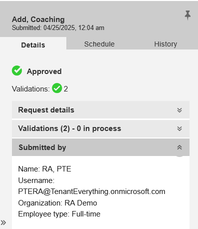 Screenshot of Validations