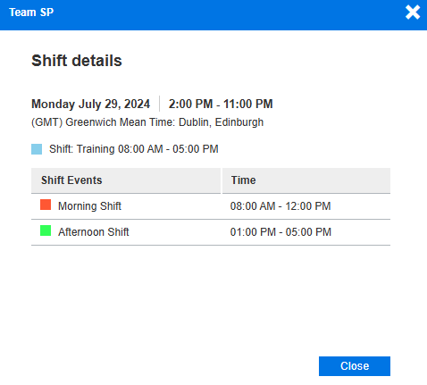 Multiple Shifts Per Day - View Shift Details