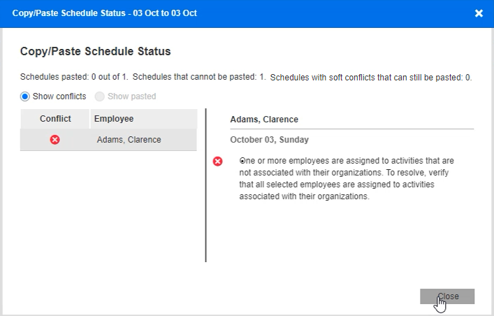 Copy and paste quickly for a single employee